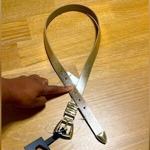 NEW express metallic Gold Textured  synthetic leather Belt gold Buckle size S